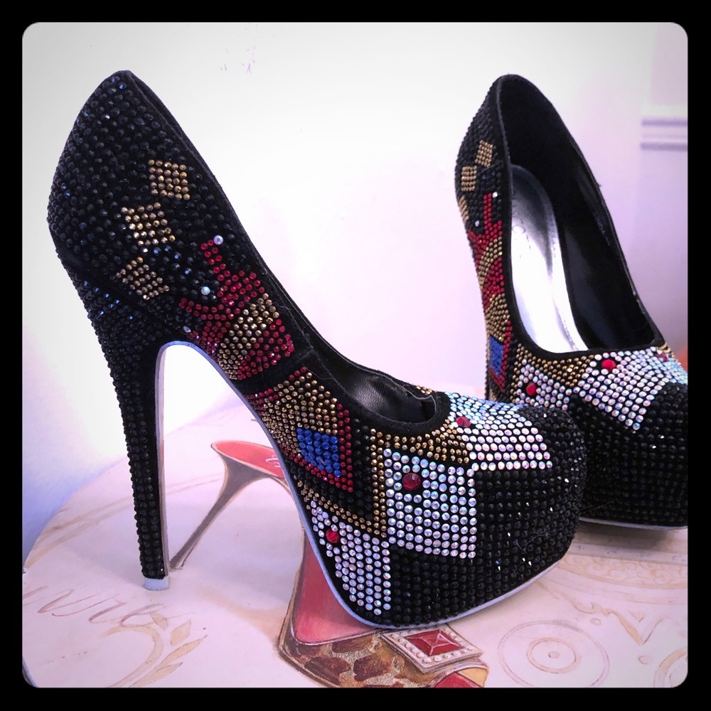 Rhinestone pumps heels